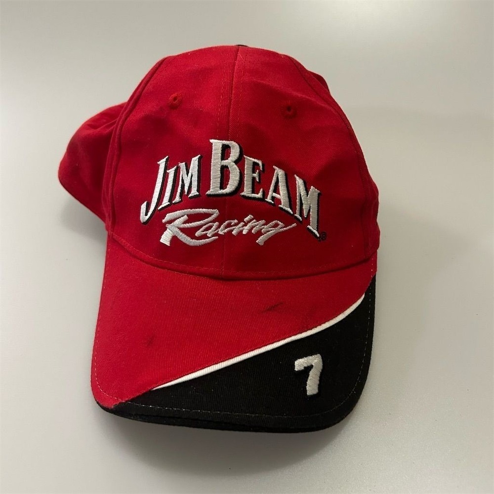 NASCAR Hat Cap Flex Fit  Red #7 Robby Gordon Motorsports Jim Beam Racing